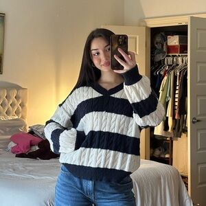 Navy and White Striped Coastal Sweater